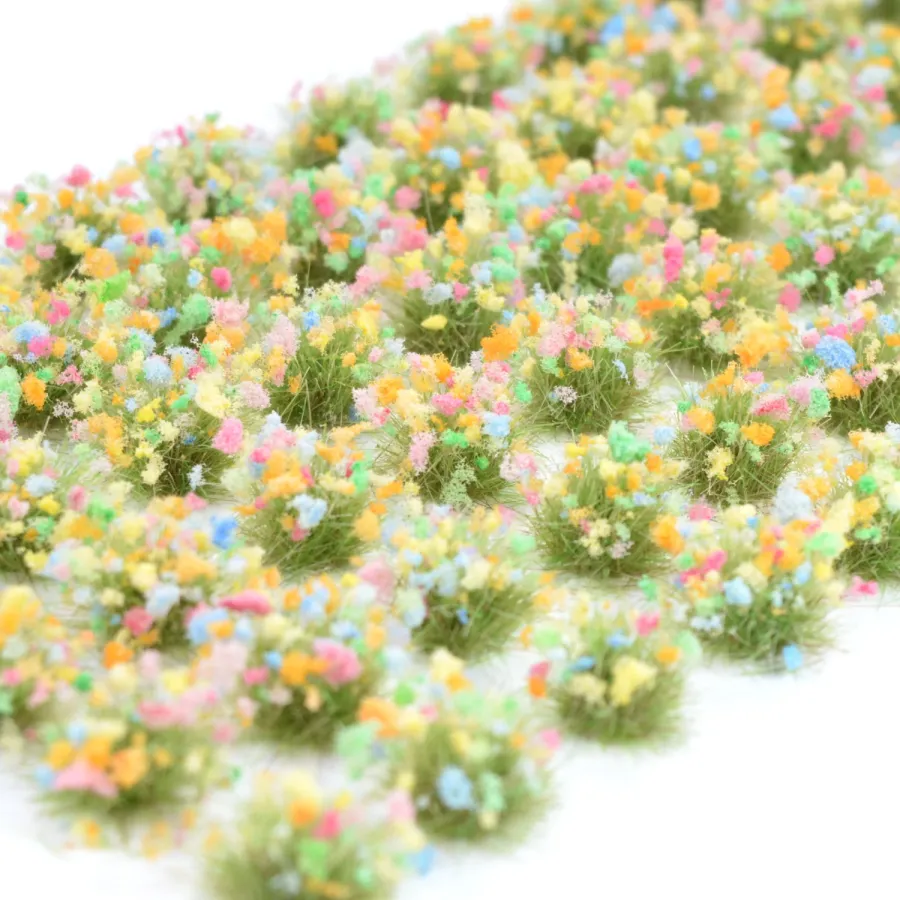 Grasbüschel 10 mm - Sommerwiese - für Diorama -Modelleisenbahn - Tabletop Gelände – realistische Miniaturvegetation