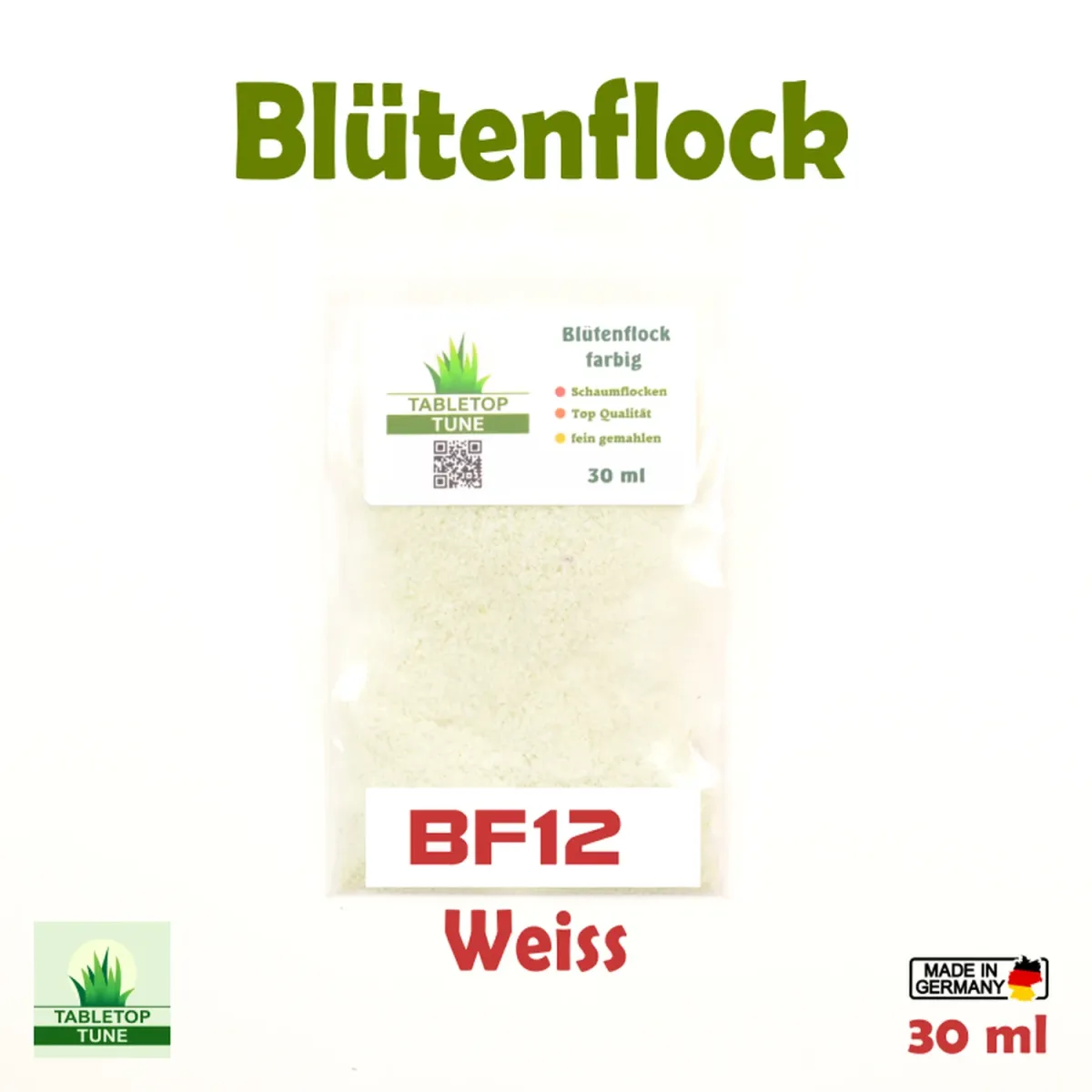 Flock – Streumaterial für realistische Beflockung - im Modellbau und Diorama Blütenflock - Reinweiß