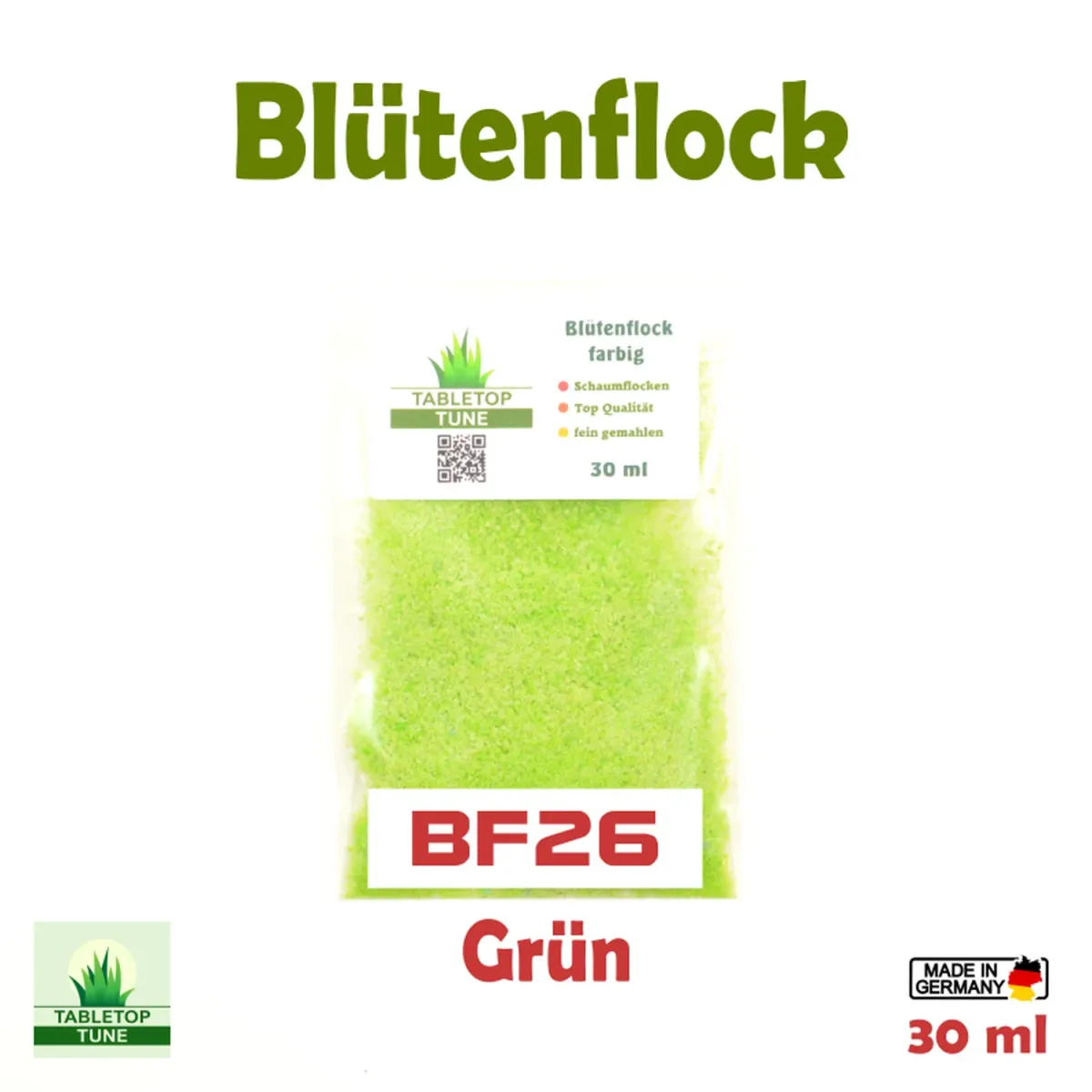 Flock – Streumaterial für realistische Beflockung - im Modellbau und Diorama Blütenflock - Naturgrün