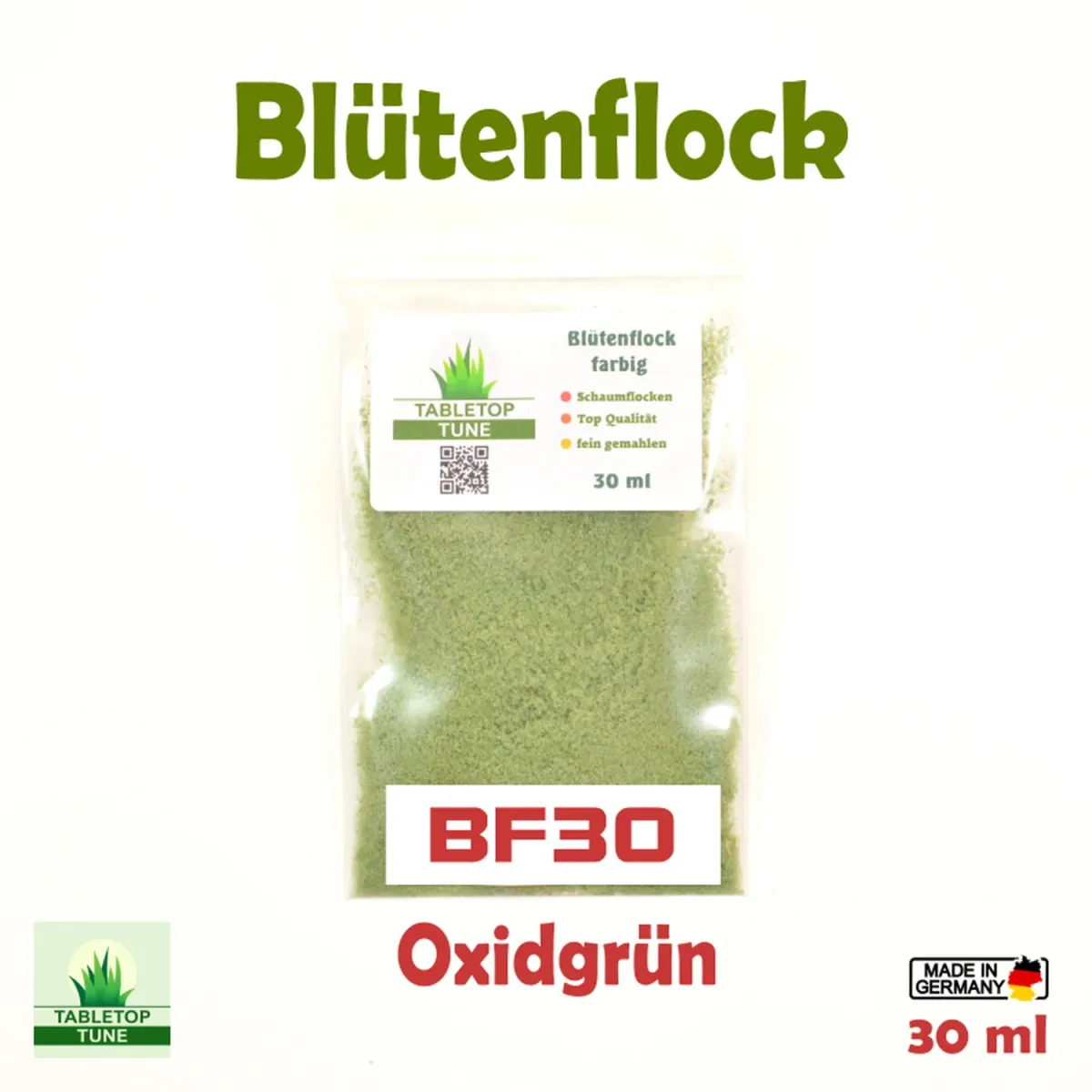 Flock – Streumaterial für realistische Beflockung - im Modellbau und Diorama Blütenflock - Oxidgrün